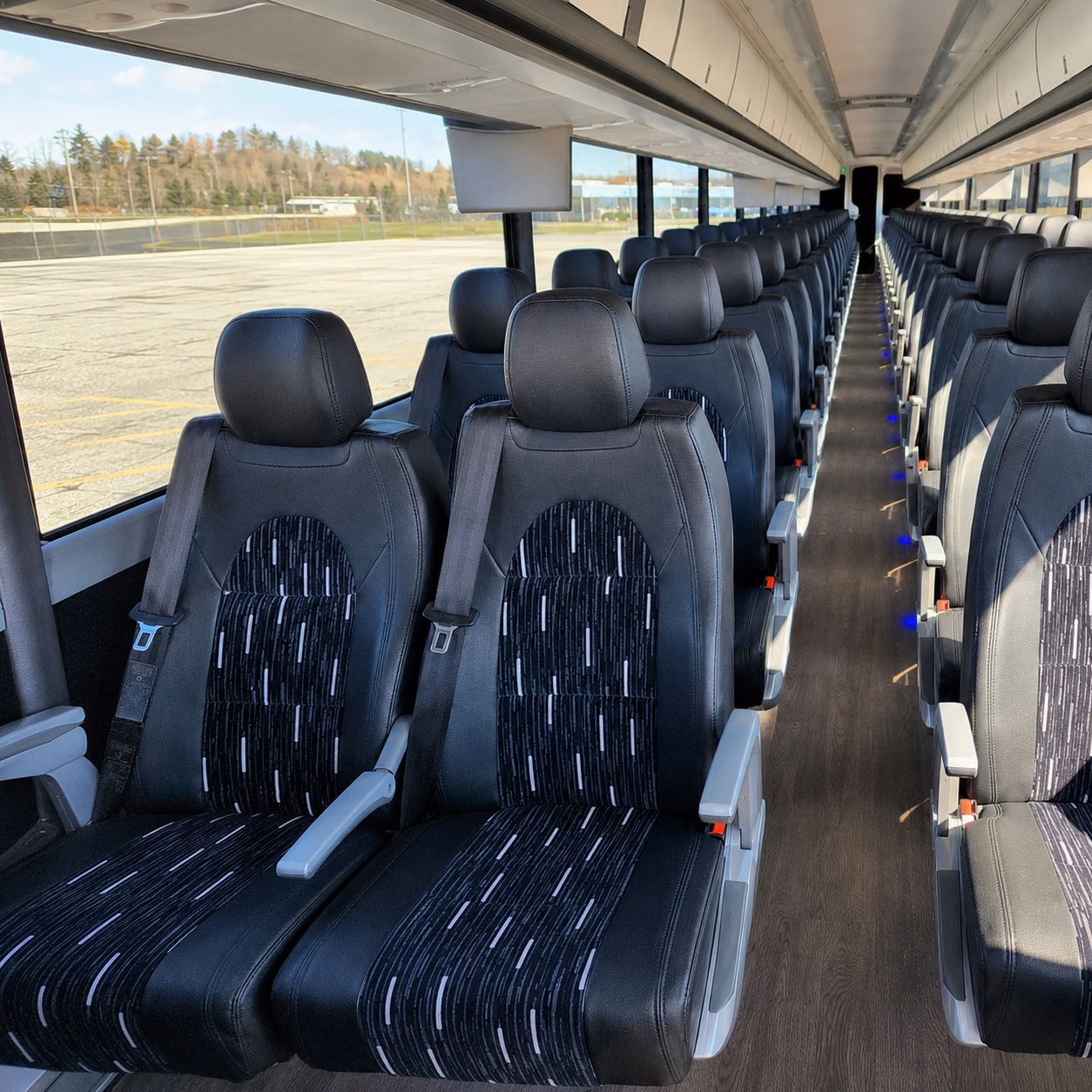 warren charter bus rental interior
